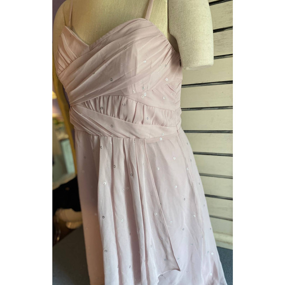 Express womens dress size 12 pink chiffon wrap sequin lined mini prom dance nwt - Picture 3 of 11